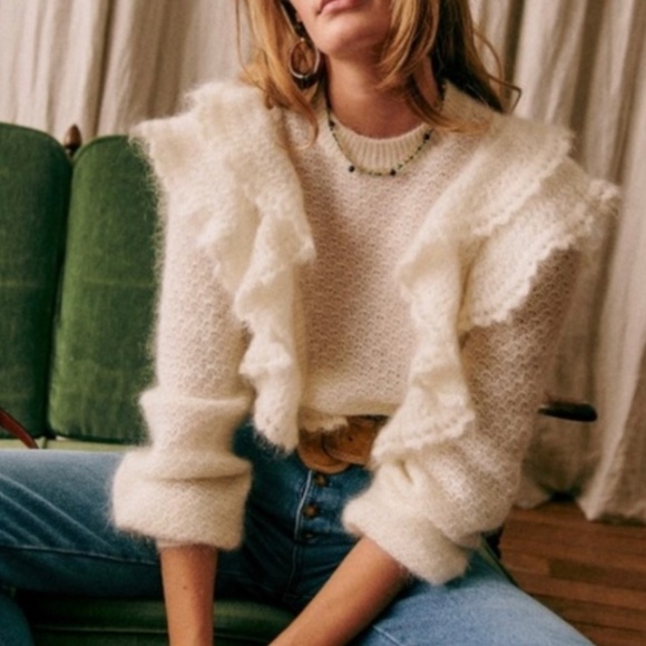Sezane new with tags ruffled wool/mohair sweater XS - Picture 8 of 10
